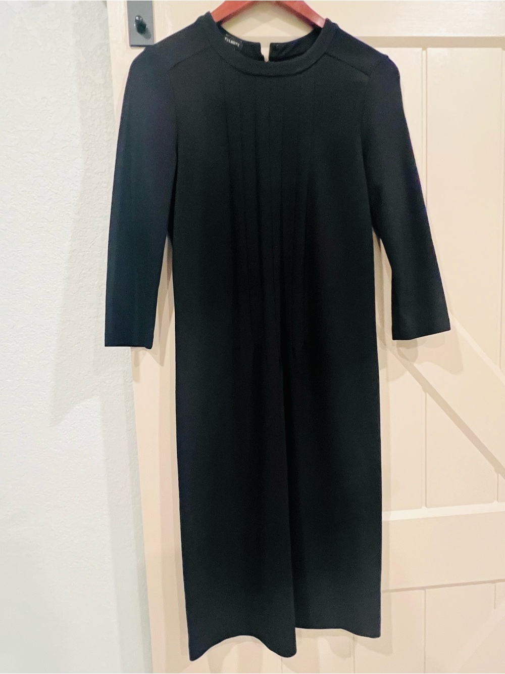 Talbots Black Midi Dress with Front Pintucks